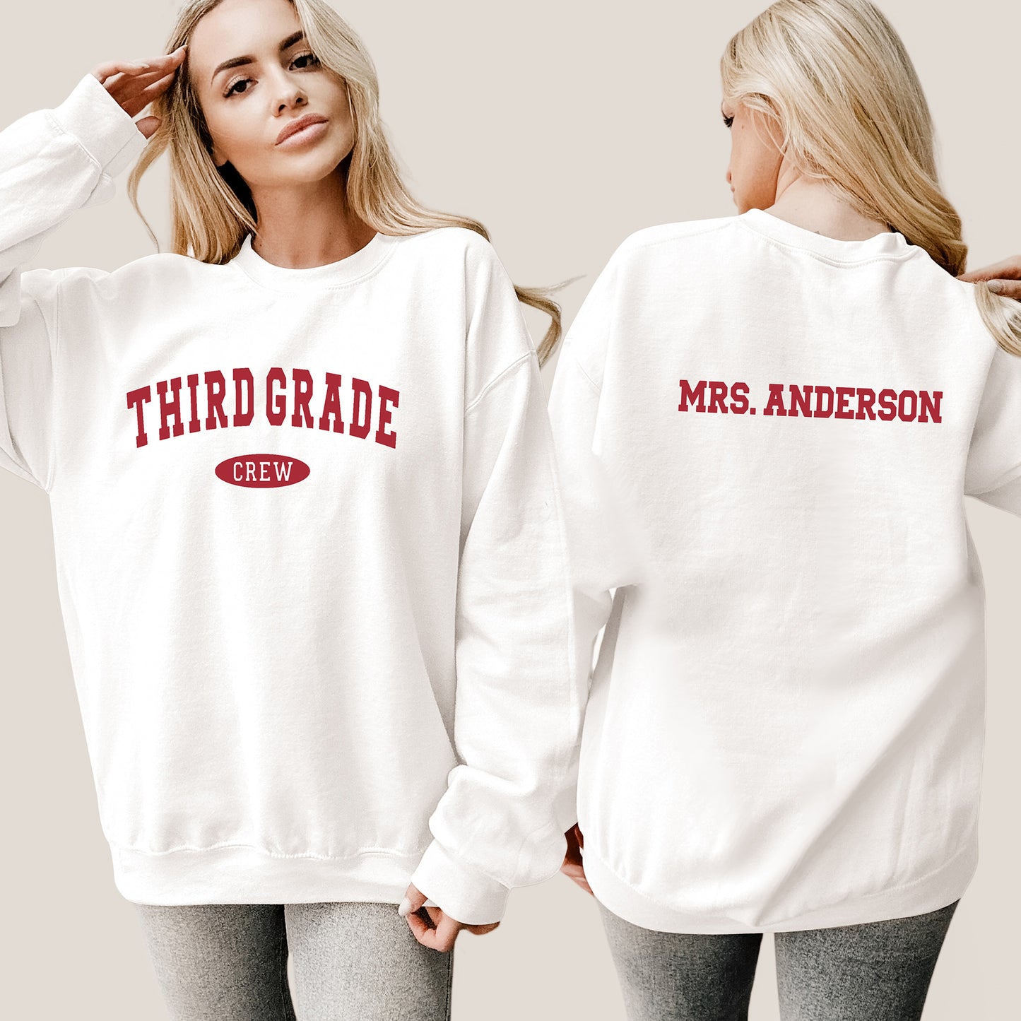 Personalized Teacher Sweatshirt, Grade Level Group Teacher Shirts, Matching Teacher Team Crewneck, Back to School