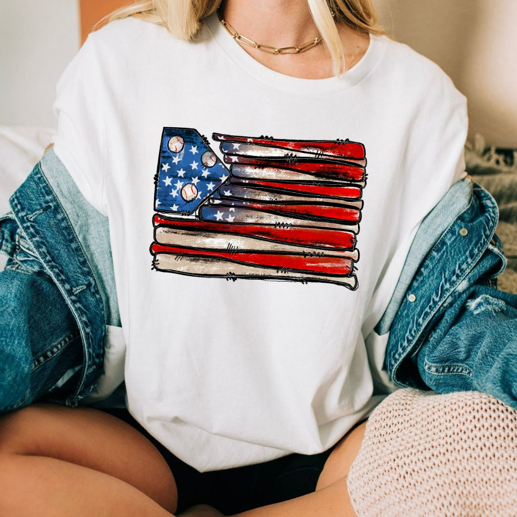 Baseball Flag Shirt, Patriotic Baseball TShirt, American Flag Graphic Tee, Baseball Gift Idea, Game Day Baseball Shirt, Baseball Mom Shirt