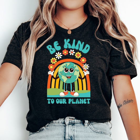 Be Kind to Our Planet Shirt, Earth Day TShirt, Retro Climate Change Graphic Tee, Planet Environmental Shirt, Aesthetic Earth Day Group Tees