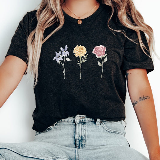 Custom Birth Month Shirt, Birth Flower TShirt, Gift for Her, Mother's Day Gift, Grandma's Garden, Personalized Mom Gift Grandma Birthday