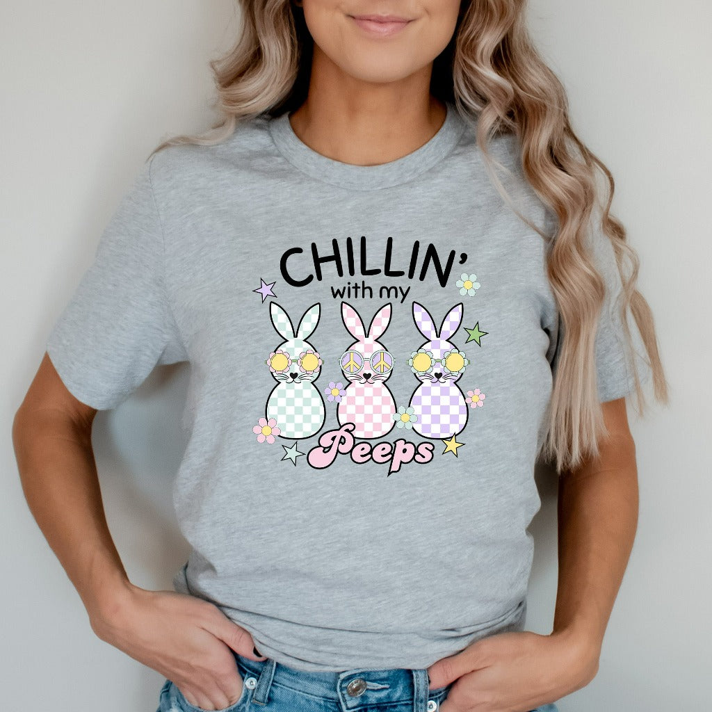 Easter Peeps Shirt, Hello Spring TShirt, Funny Easter Tee, Cute Bunny Graphic Tee, My Peeps Shirt, Retro Easter Bunny Shirt, Teacher Easter