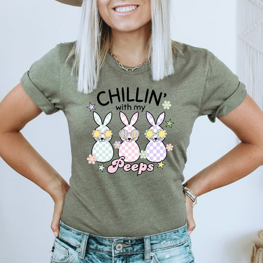 Easter Peeps Shirt, Hello Spring TShirt, Funny Easter Tee, Cute Bunny Graphic Tee, My Peeps Shirt, Retro Easter Bunny Shirt, Teacher Easter
