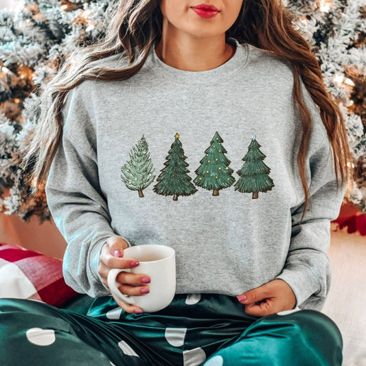Christmas Sweatshirt, Womens Christmas Sweater, Christmas Crewneck Pullover, Christmas Tree Holiday Gift, Winter Sweatshirts for Her