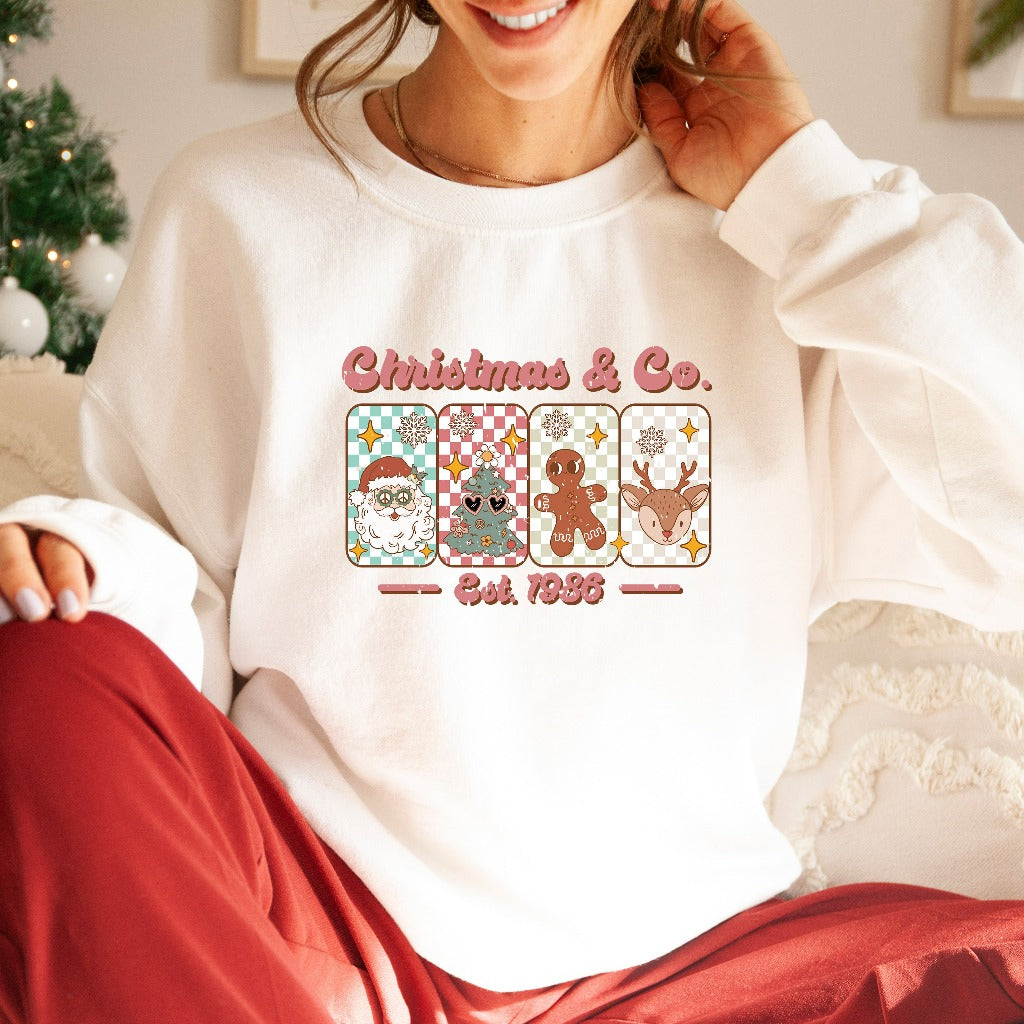 Retro Christmas and Company Sweatshirt, Vintage Christmas Tree Crewneck, Reindeer Sweater, Santa Shirt, Holiday Outfit, Christmas Gifts