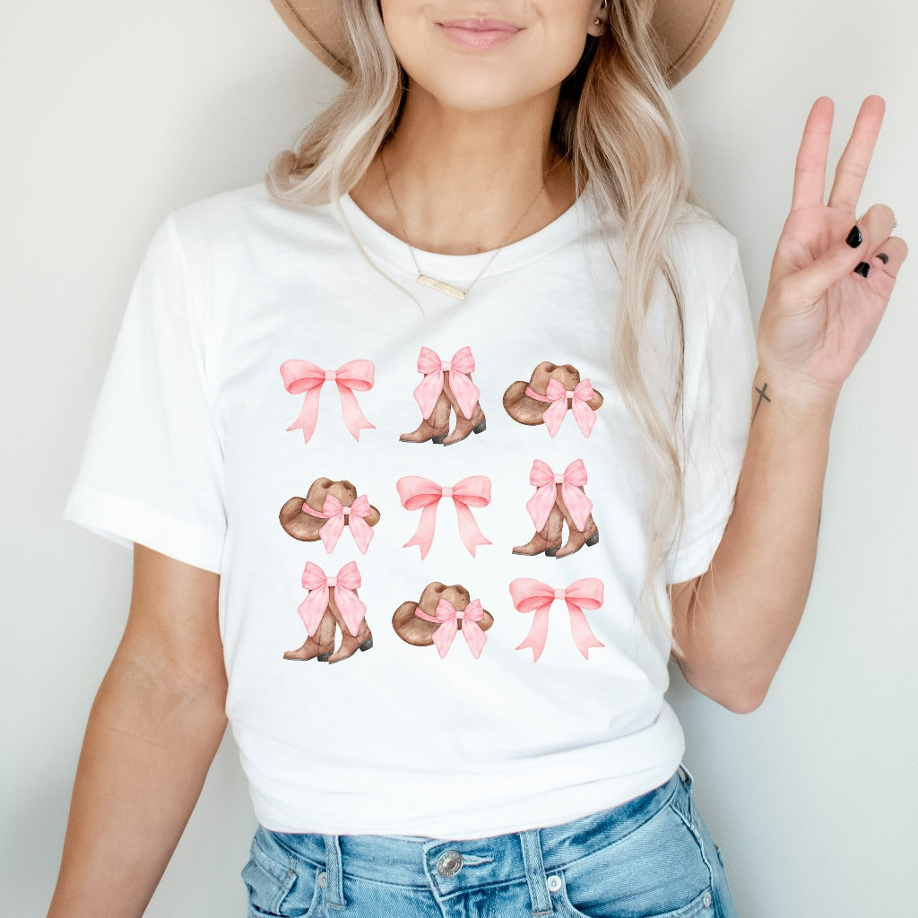 Pink Cowgirl Shirt, Coquette Cowgirl TShirt, Girly Cowgirl Graphic Tee, Coquette Bow Shirt, Western Coquette Aesthetic T Shirt, Cowgirl Gift