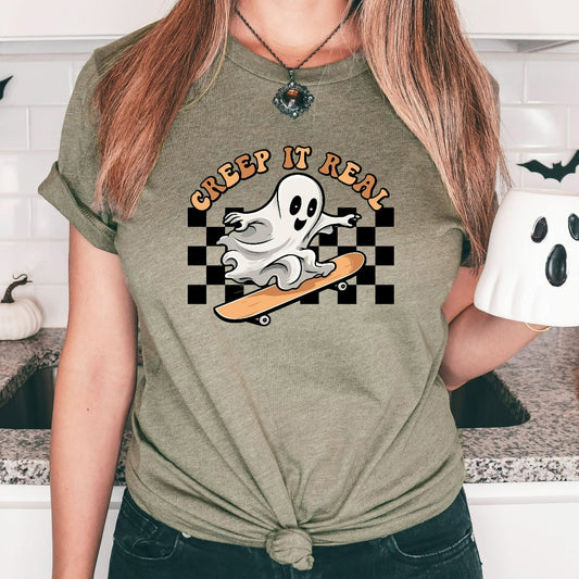 Cute Ghost Halloween Shirt, Creep It Real Halloween TShirt, Women Halloween Shirt, Spooky Season, Fall Shirt, Retro Halloween Shirt Gift