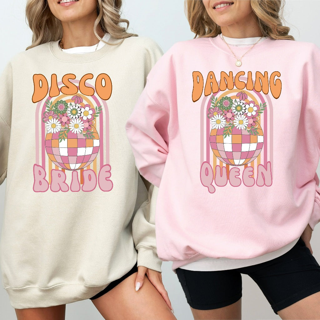 Disco Bachelorette Sweatshirts, Brides Last Disco Theme Bachelorette Crewneck, Hippie Disco Bride, 70s Bachelorette, Groovy Dancing Queen