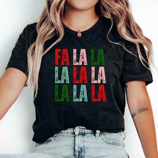 Fa La La La La Christmas Shirt, Women's Holiday TShirt, Men's Holiday Shirt, Red & Green Holiday Graphic Tee, Fun Christmas Shirt, Xmas Gift