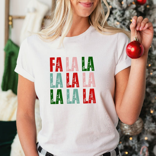 Fa La La La La Christmas Shirt, Women's Holiday TShirt, Men's Holiday Shirt, Red & Green Holiday Graphic Tee, Fun Christmas Shirt, Xmas Gift