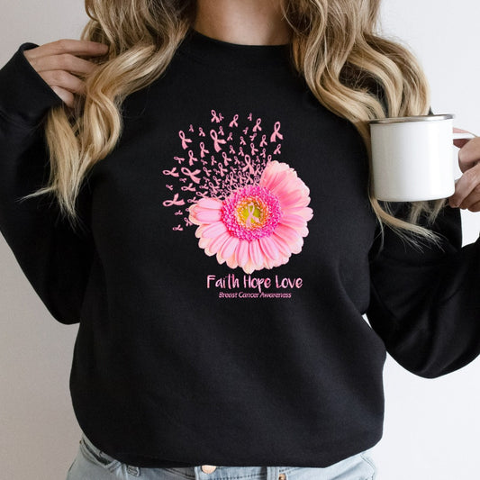 Breast Cancer Awareness Sweatshirt, In October We Wear Pink Crewneck, Faith Hope Love Sweater, Breast Cancer Gifts, Breast Cancer Walk