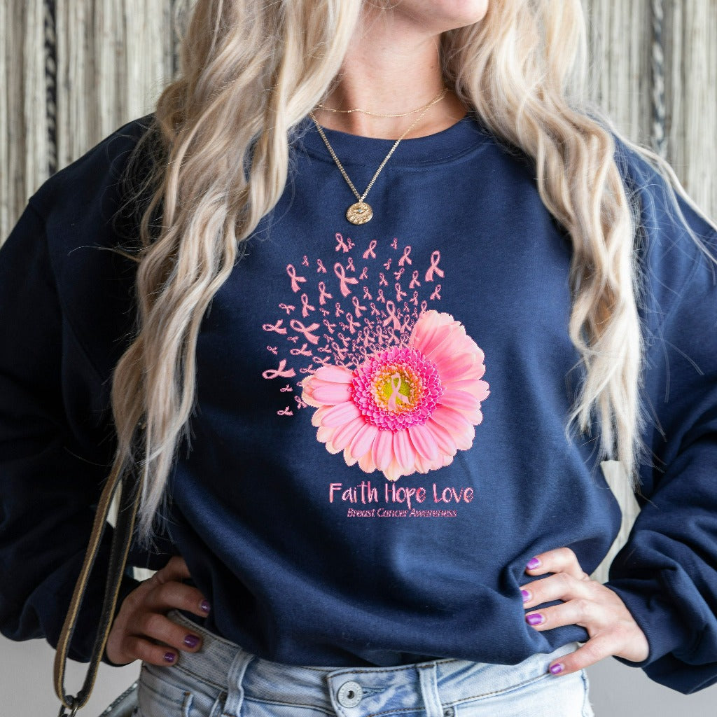 Breast Cancer Awareness Sweatshirt, In October We Wear Pink Crewneck, Faith Hope Love Sweater, Breast Cancer Gifts, Breast Cancer Walk
