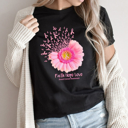 Breast Cancer Awareness Shirt, In October We Wear Pink TShirt, Faith Hope Love Graphic Tee, Breast Cancer Gifts, Breast Cancer Month
