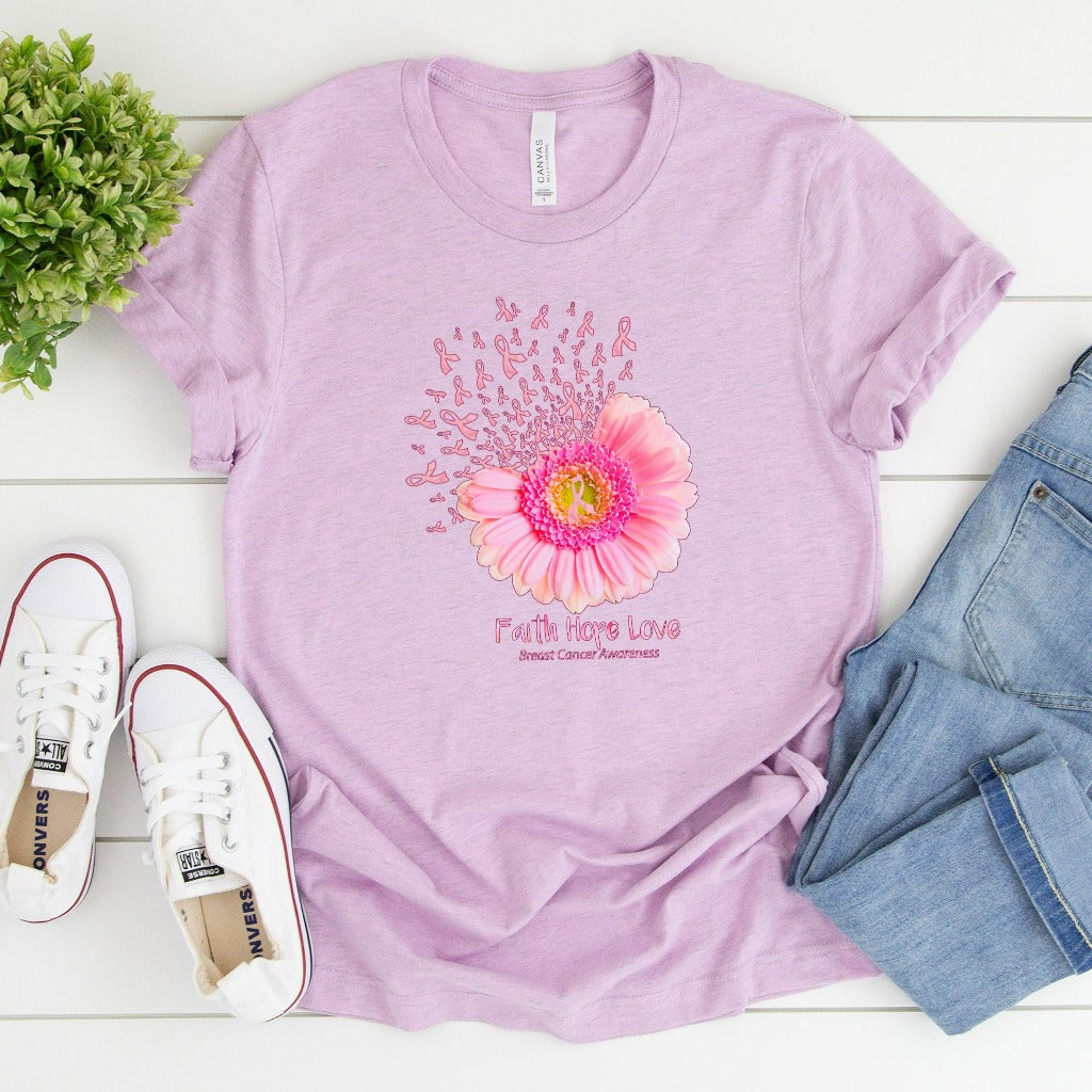 Breast Cancer Awareness Shirt, In October We Wear Pink TShirt, Faith Hope Love Graphic Tee, Breast Cancer Gifts, Breast Cancer Month