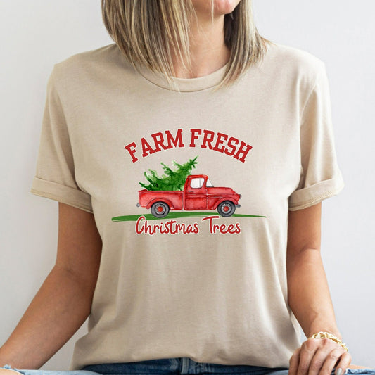 Farm Fresh Christmas Tree Shirt, Christmas Tree TShirt, Christmas Tree Farm Graphic Tee, Christmas Party Tee, Christmas Gift, Winter Shirt
