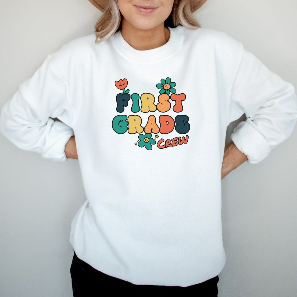 1st Grade Teacher Sweatshirt, First Grade Crew Teacher Crewneck, Back To School Sweater, Elementary School Shirt, Teacher Appreciation Gift