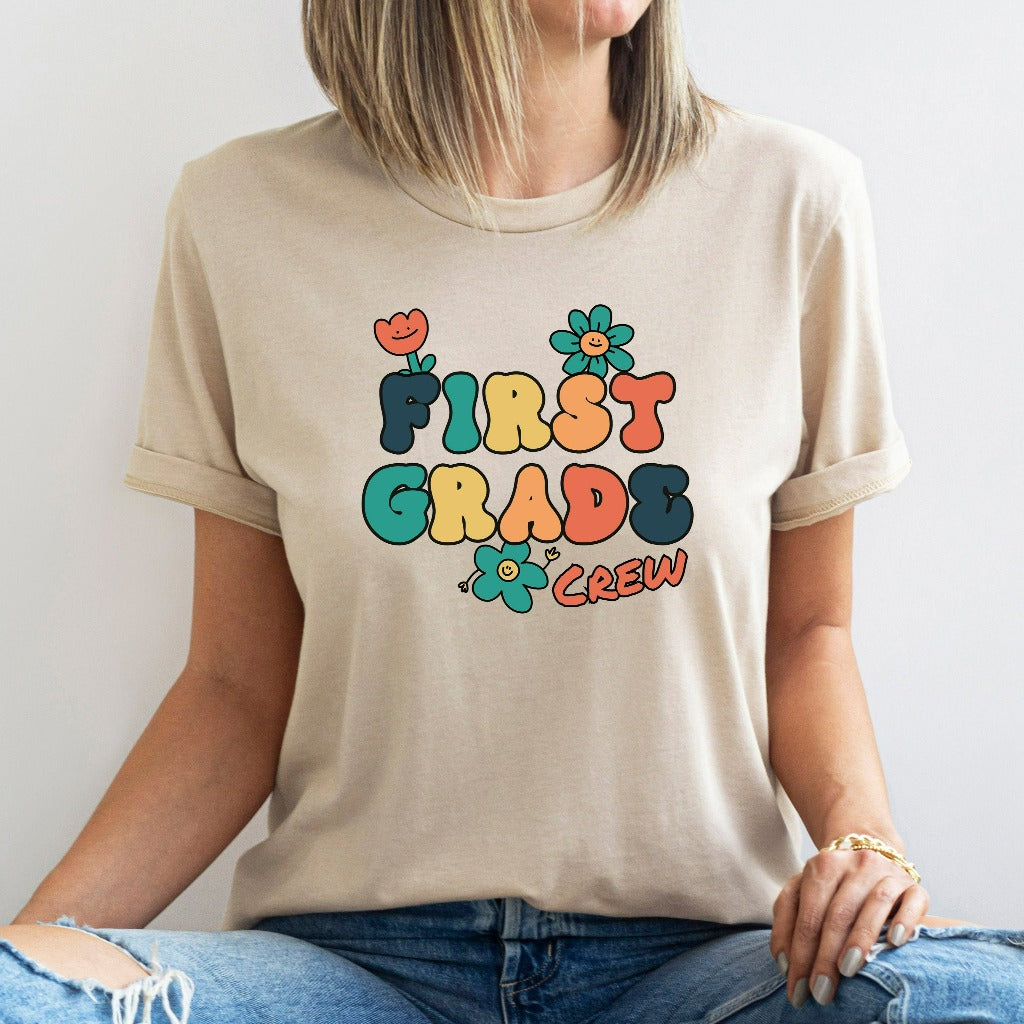 1st Grade Teacher Shirt, First Grade Crew Teacher TShirt, Back To School Graphic Tee, Elementary School Shirt, Appreciation Gift For Teacher