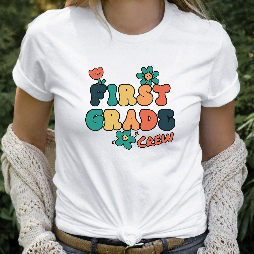 1st Grade Teacher Shirt, First Grade Crew Teacher TShirt, Back To School Graphic Tee, Elementary School Shirt, Appreciation Gift For Teacher