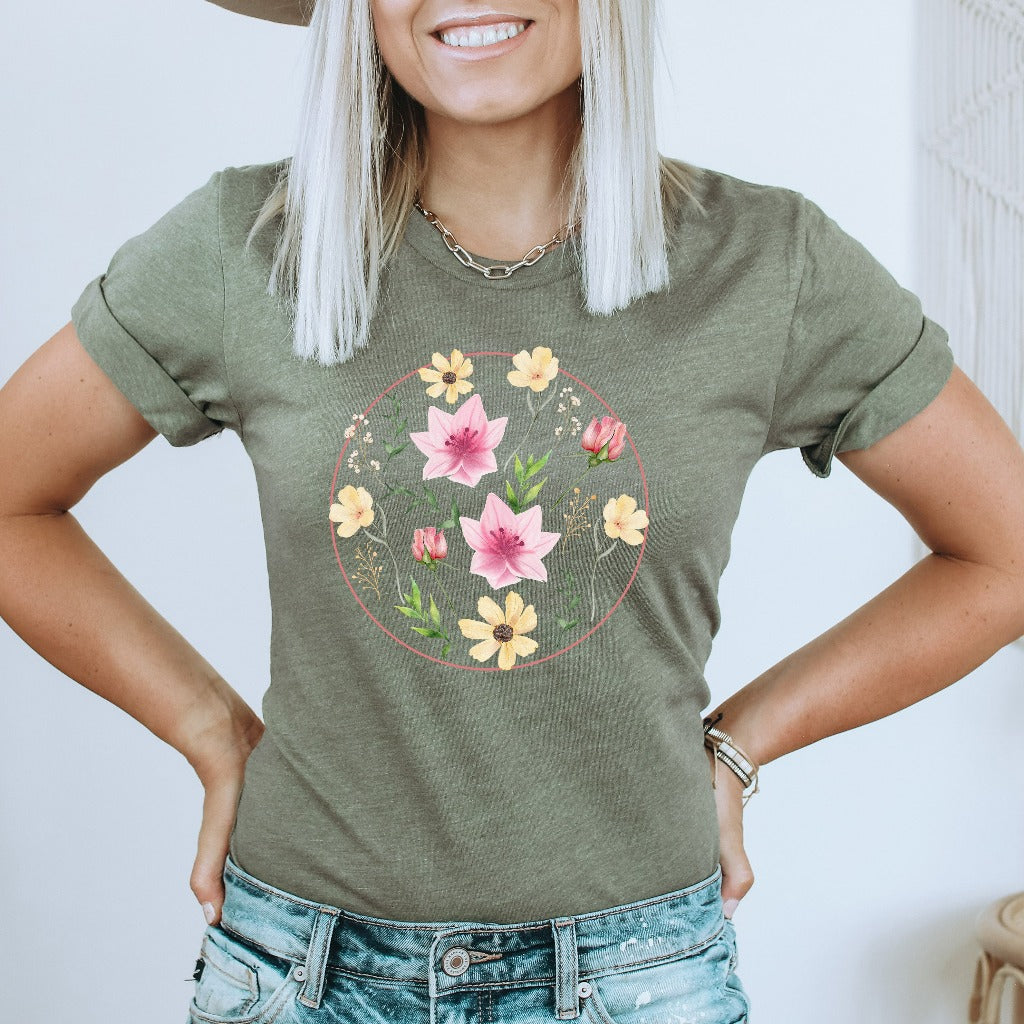 Wildflower Tshirt, Flower Shirt, Gift for Women, Ladies Shirts, Flowers Lover Shirt, Wild Flowers Shirt, Floral Tshirt, Gift for Mom