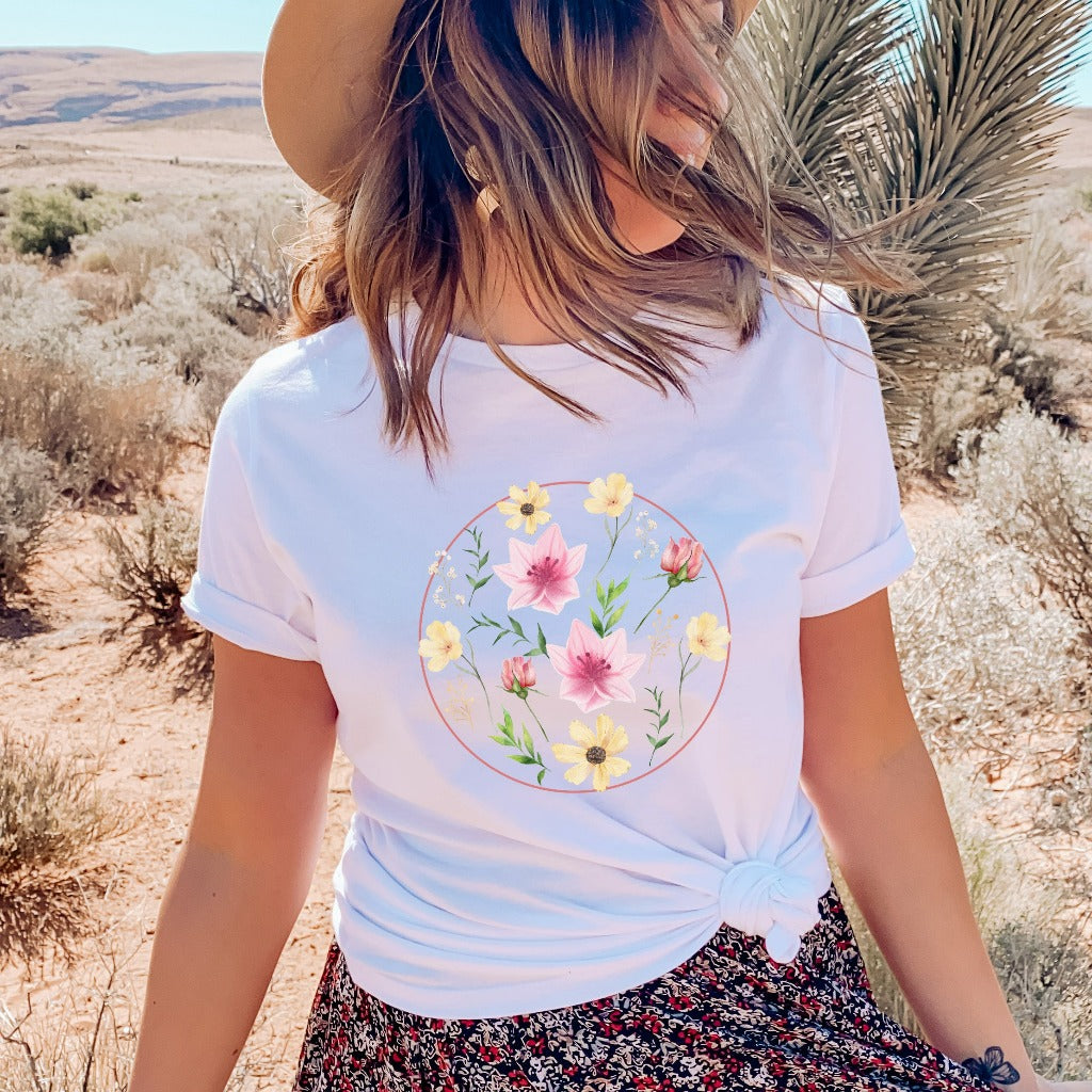 Wildflower Tshirt, Flower Shirt, Gift for Women, Ladies Shirts, Flowers Lover Shirt, Wild Flowers Shirt, Floral Tshirt, Gift for Mom