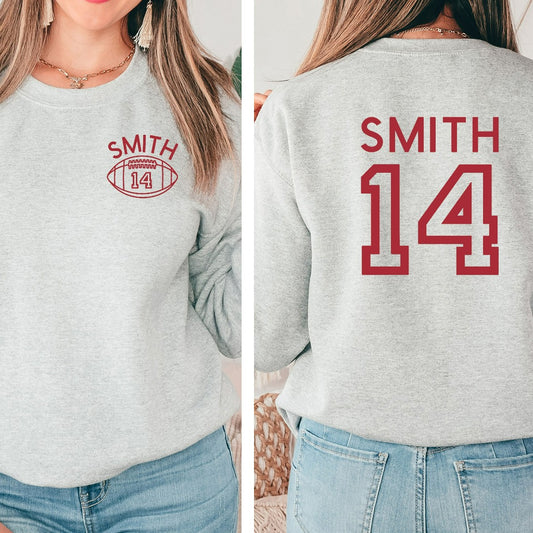 Custom Football Mom Sweatshirt, Personalized Football Crewneck, Game Day Hoodie, Name and Number Football Sweatshirt, Football Fan Shirt