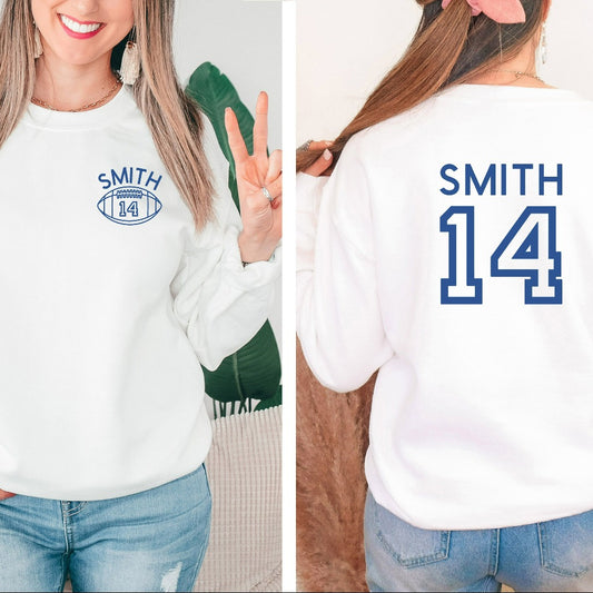 Custom Football Mom Sweatshirt, Personalized Football Crewneck, Game Day Hoodie, Name and Number Football Sweatshirt, Football Fan Shirt