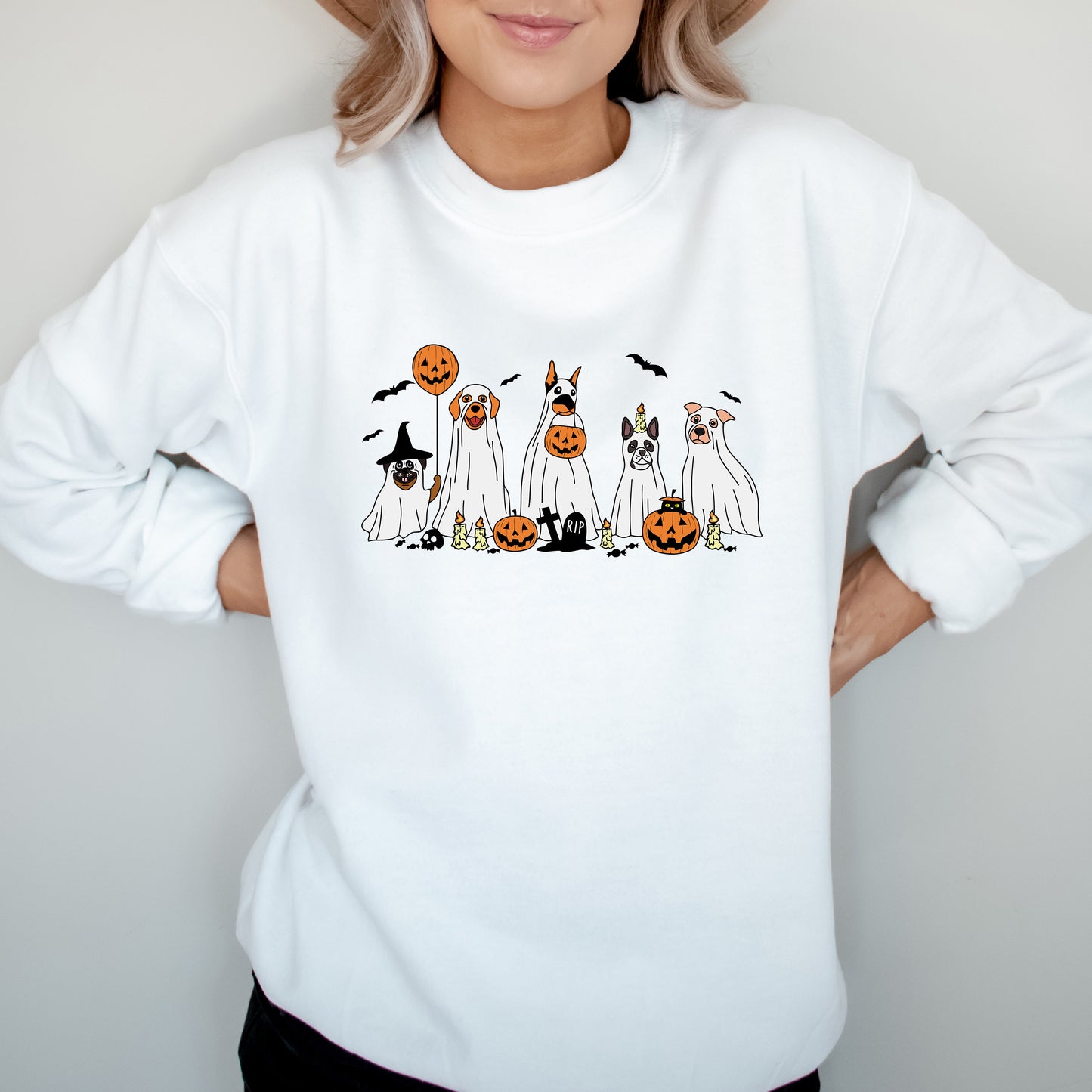 Ghost Dog Halloween Sweatshirt – Cute Spooky Dog Lover Fall Pullover
