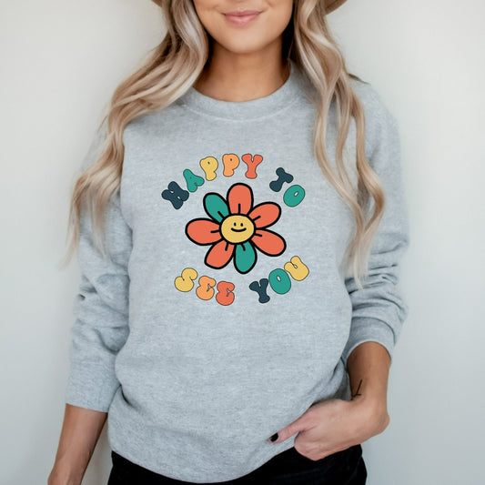 Teacher Sweatshirt, Back to School Teacher Crewneck, Happy To See Your Face Sweater, 1st Day of School, Gift for Teacher, Kindergarten