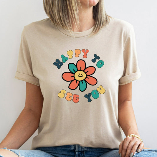 Teacher Shirts, Back to School Teacher Shirt, Happy To See Your Face TShirt, 1st Day of School, Gift for Teacher, Kindergarten Teacher Shirt