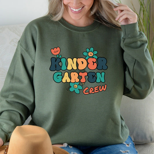 Kindergarten Teacher Sweatshirt, Kindergarten Crew Crewneck, Cute Back To School Shirts, Elementary School Team, Teacher Appreciation Gift