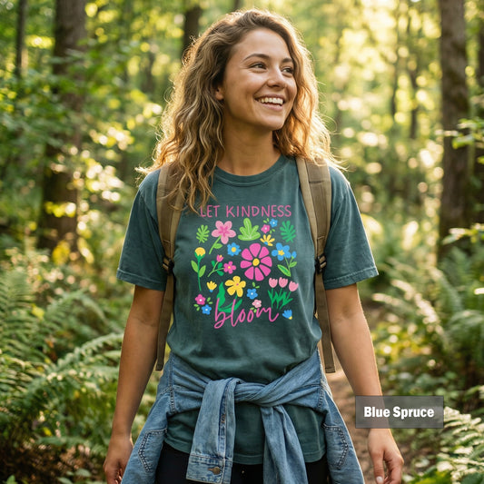 Let Kindness Bloom Shirt - Comfort ColorsĀ® Spring Floral Tee, Retro Flower Graphic