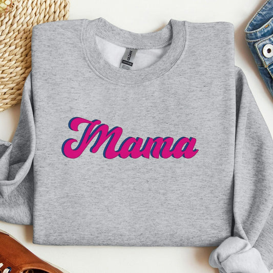 Mama Sweatshirt, Barbie Inspired Mama Crewneck, Mother's Day Gift, Gift for Mom, Cute Mama TShirt, Trendy Pink on Pink, Girl Mom Shirt
