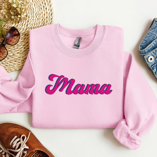 Mama Sweatshirt, Barbie Inspired Mama Crewneck, Mother's Day Gift, Gift for Mom, Cute Mama TShirt, Trendy Pink on Pink, Girl Mom Shirt