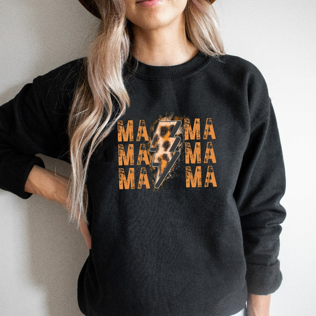 Distressed Mama Lightning Bolt Sweatshirt, New Mom Crewneck, Mother's Day Sweater, New Mom Gift, Mom Birthday Gift, Mama Christmas Gift
