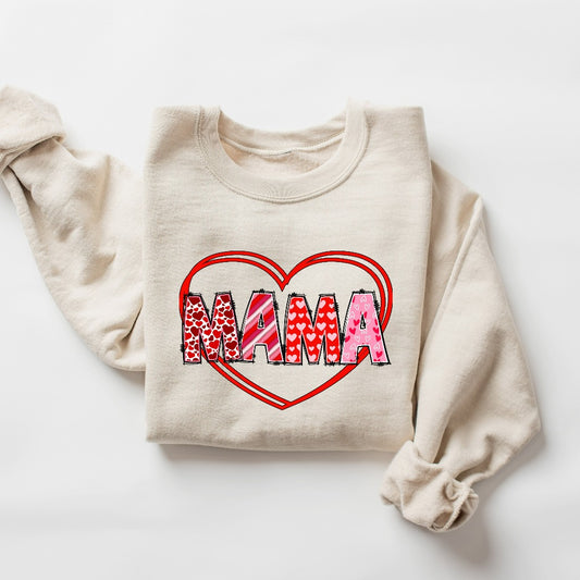 Mama Valentine's Day Sweatshirt, Valentines Day Crewneck, Valentine Gift for Mom, Valentines Day Gift for Wife, Cute Valentines Outfit