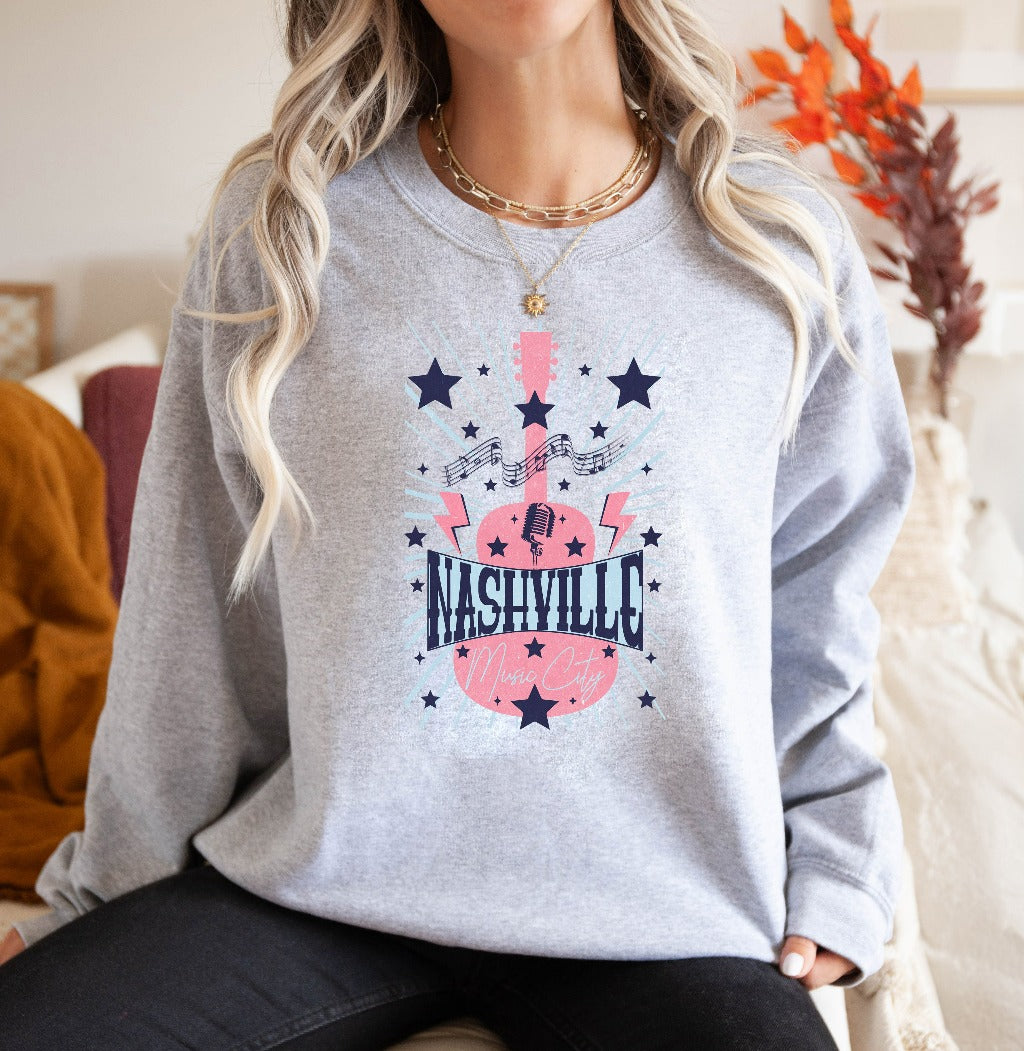 Nashville Music City Sweatshirt, Country Girl Crewneck, Girls Trip Sweater, Nashville Fan Shirt, TN Shirt, Country Music Shirt, Southern Tee