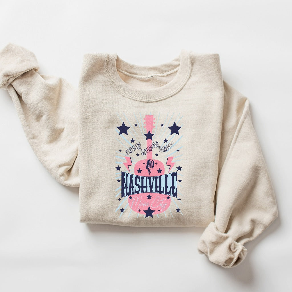 Nashville Music City Sweatshirt, Country Girl Crewneck, Girls Trip Sweater, Nashville Fan Shirt, TN Shirt, Country Music Shirt, Southern Tee