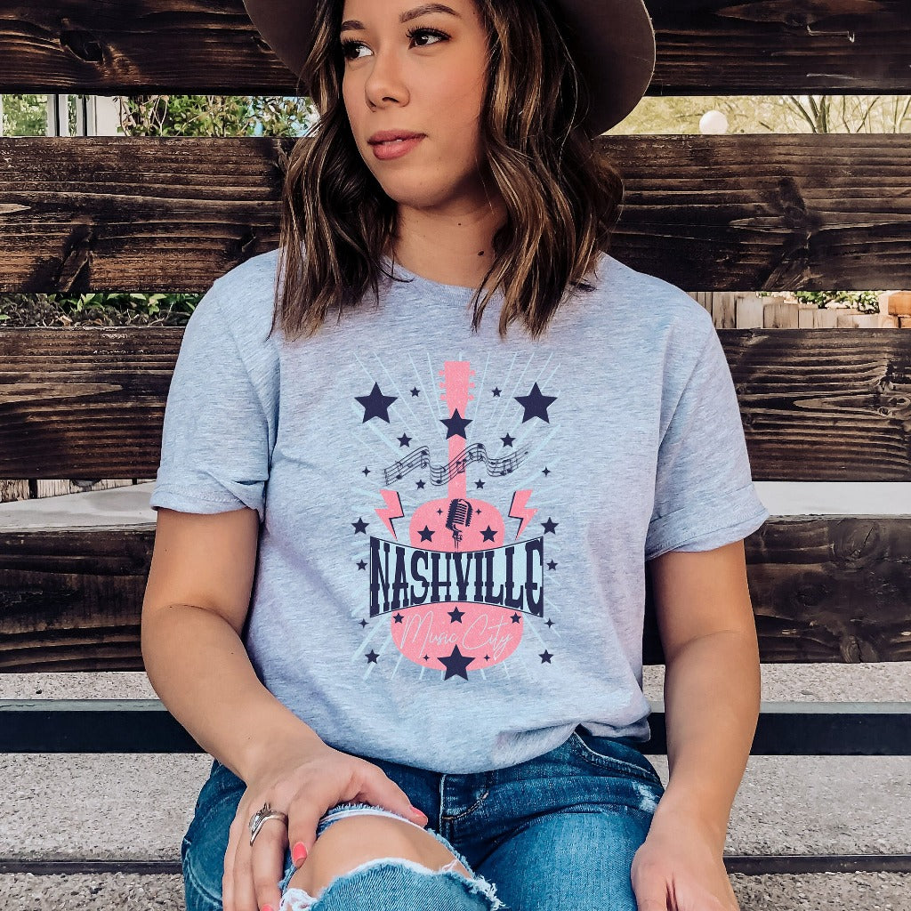 Nashville Music City Graphic Tee, Country Girl Shirt, Girls Trip TShirt, Nashville Fan Shirt, TN Shirt, Country Music Shirt, Southern Tee