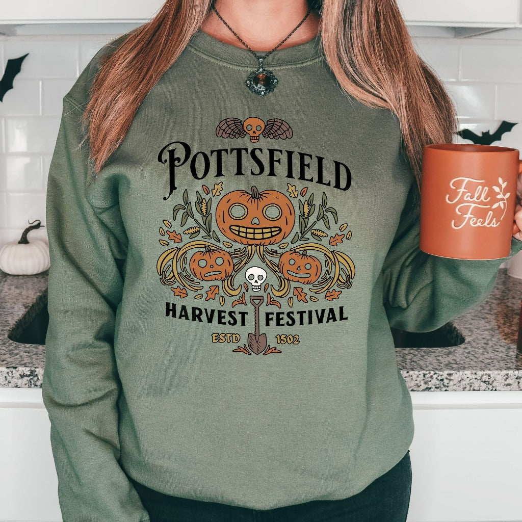Pottsfield Harvest Festival Sweatshirt, Autumn Crewneck, Vegetables Fall Shirt, Autumn Harvest Sweater, Skeleton Festival Tee, Halloween Tee