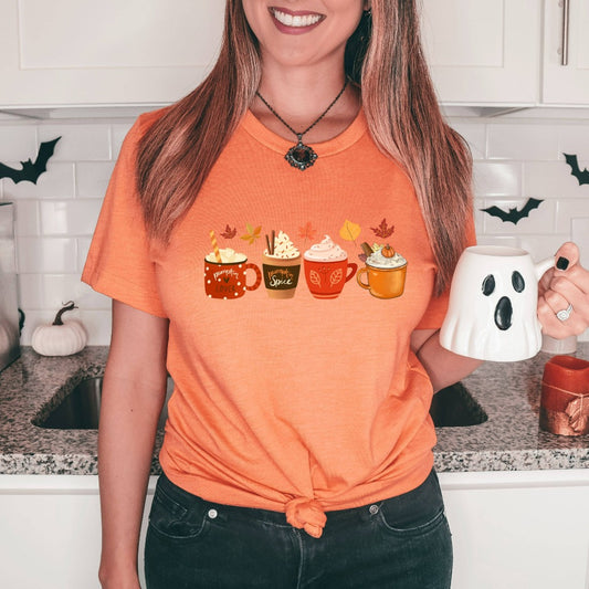 Pumpkin Spice Latte Halloween Shirt, PSL TShirt, Cute Halloween Coffee Graphic Tee, Halloween Party Shirt, Halloween Gift, Caffeine Shirt