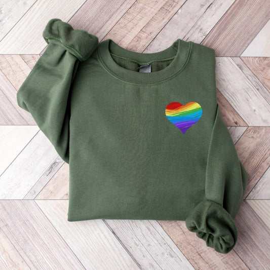 LGBT Sweatshirt, Pride Heart Crewneck, LGBT Heart Shirt, Bisexual TShirt, Lesbian T-Shirts, Rainbow Heart Shirt, Queer Shirt, Gay Pride