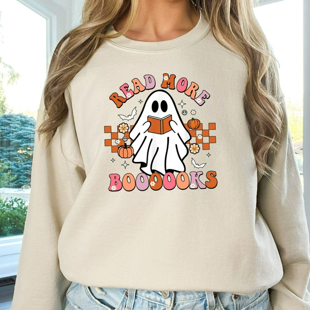 Read More Books Spooky Teacher Shirt, Cute Spooky Teacher Sweatshirt, Retro Teacher Halloween Crewneck, Fall Teacher Shirt, Back To School