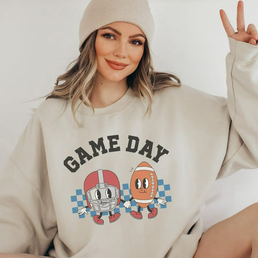 Game Day Football Sweatshirt, Football Mom Crewneck, Football Sweater, Cute Retro Football Shirt, Team Spirit Wear, Football Season Shirts