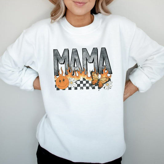 Retro Hot Rocker Mama Sweatshirt, New Mom Crewneck, Mother's Day Sweater, New Mom Gift, Mom Birthday Gift, Mama Christmas Gift, Rocker Mama