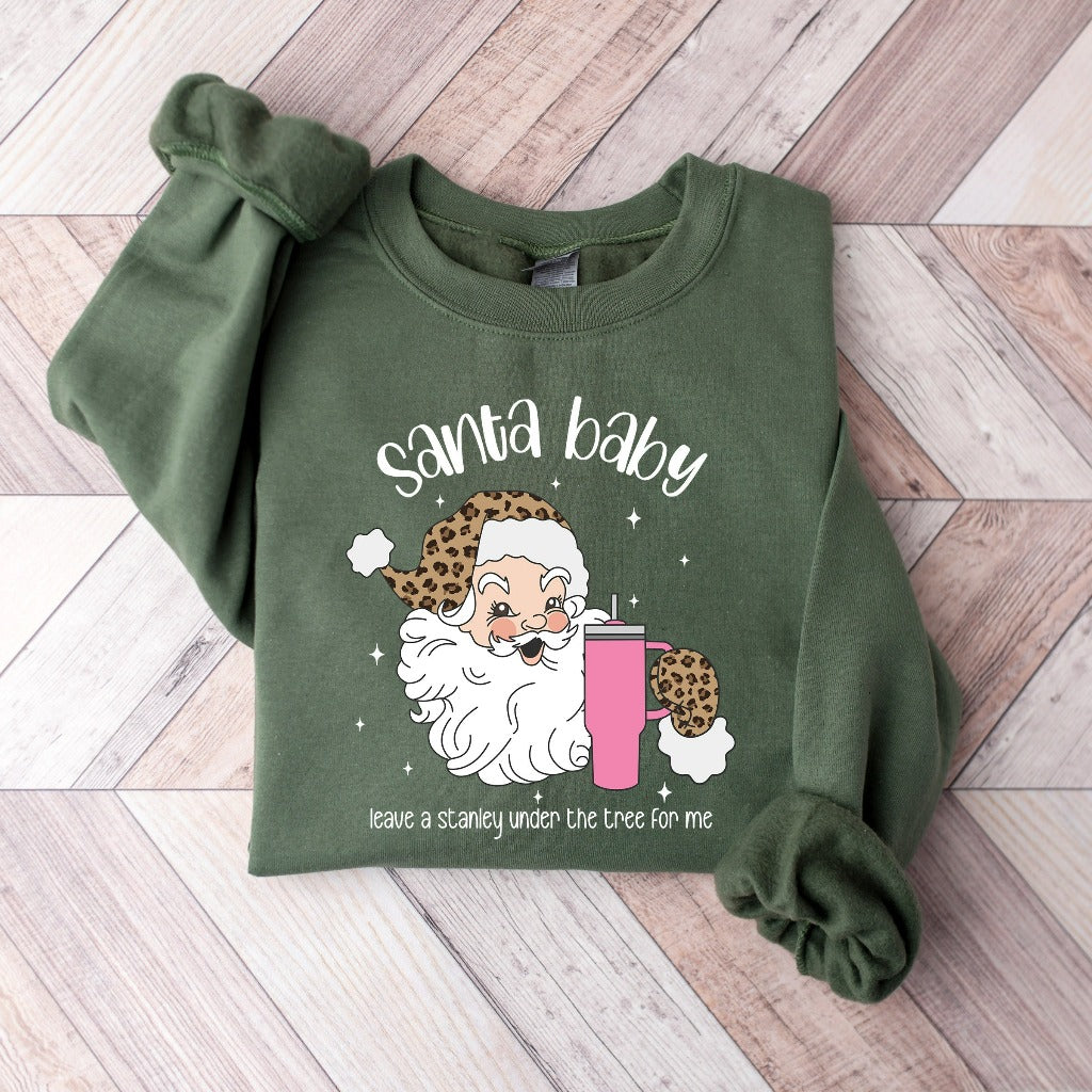 Boujee Santa Baby Christmas Sweatshirt, Obsessive Cup Disorder Crewneck, Funny Xmas Sweater, Holiday Outfit, Christmas Gift for Coffee Lover
