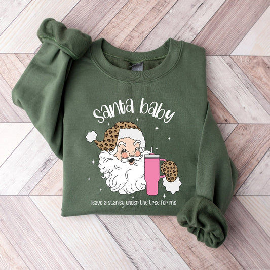 Boujee Santa Baby Christmas Sweatshirt, Obsessive Cup Disorder Crewneck, Funny Xmas Sweater, Holiday Outfit, Christmas Gift for Coffee Lover