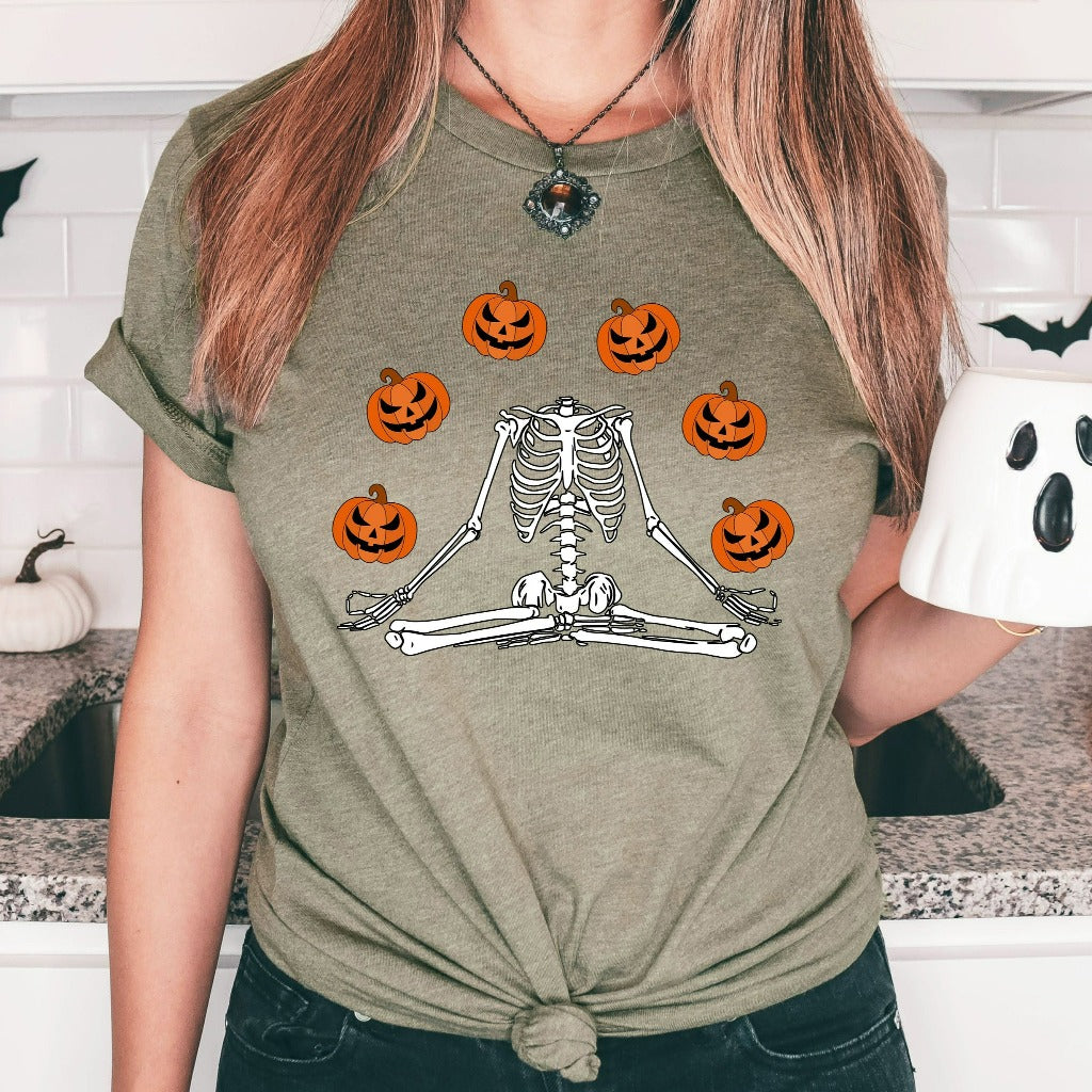 Dancing Skeleton Halloween Shirt, Pumpkin Halloween TShirt, Jack O Lantern Shirt, Fall Graphic Tee, Spooky Season, Fall Shirts for Women
