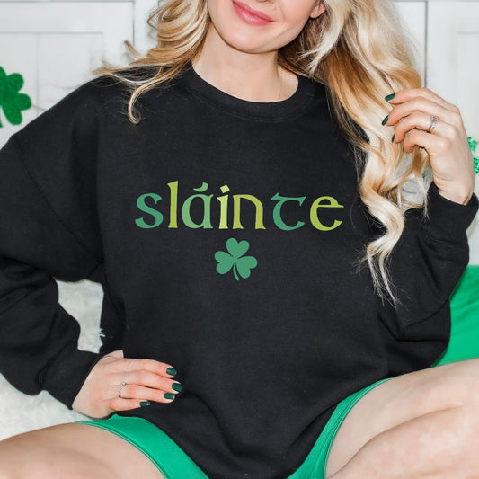 St Patrick's Day Sweatshirt, Cute Slainte Crewneck Pullover, St Paddy's Day Outfit, Festive Gaelic Gift, Saint Patricks Day Party Hoodie