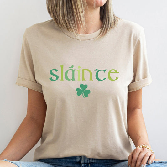 Cute Slainte Shirt, Womens Irish TShirt, St Patrick's Day Graphic Tee, Trendy St Patricks Day Shirt, Lucky St Patty's Day Party Outfit