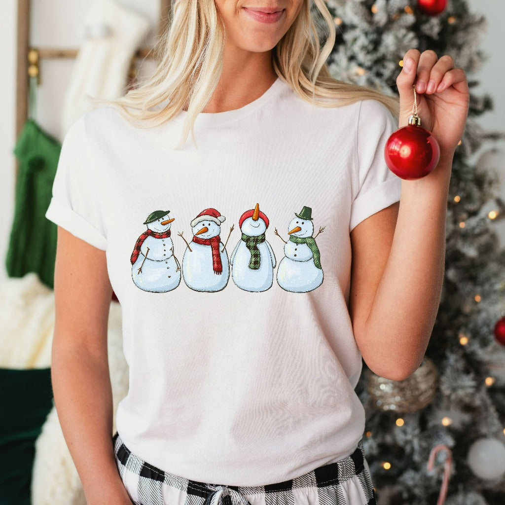 Christmas Snowman Shirt, Womens Christmas TShirt, Christmas Snowmen Crewneck, Snowman Graphic Tee, Holiday Outfit, Cute Snowmen Gift for Her