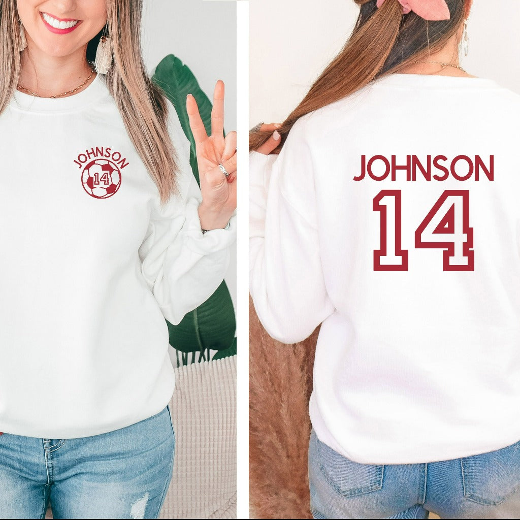 Custom SOCCER Mom Sweatshirt, Personalized Soccer Crewneck, Game Day Hoodie, Name and Number Soccer Team Sweatshirt, Soccer Fan Shirt